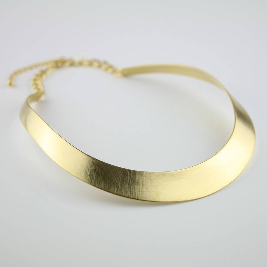 brushed gold cuff choker necklace by nest