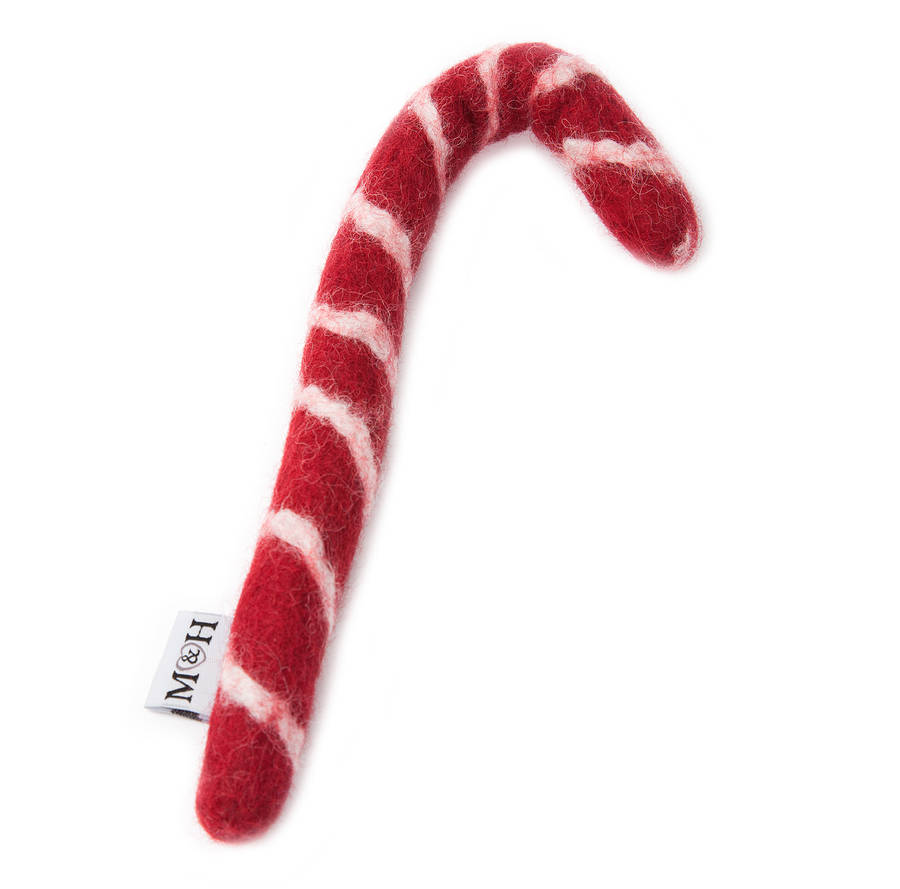 stuffed candy cane dog toy