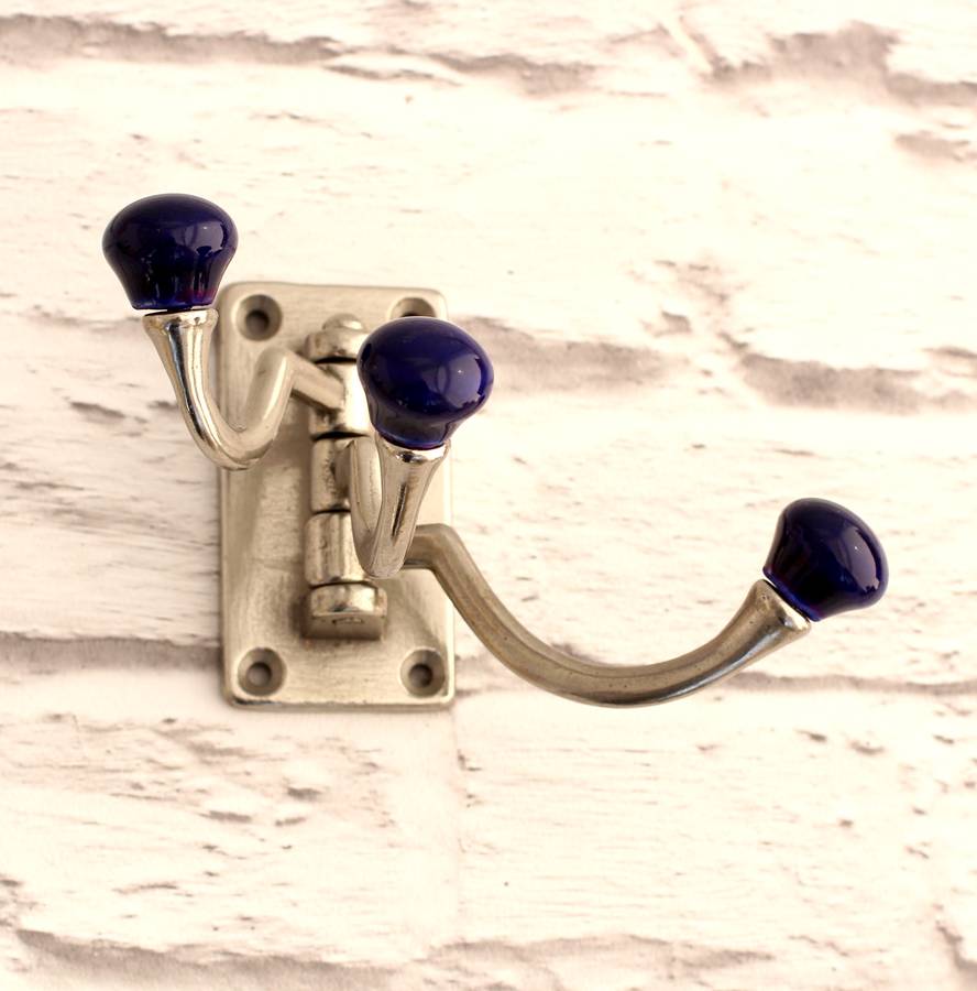 vintage style blue swivel hooks by posh totty designs interiors