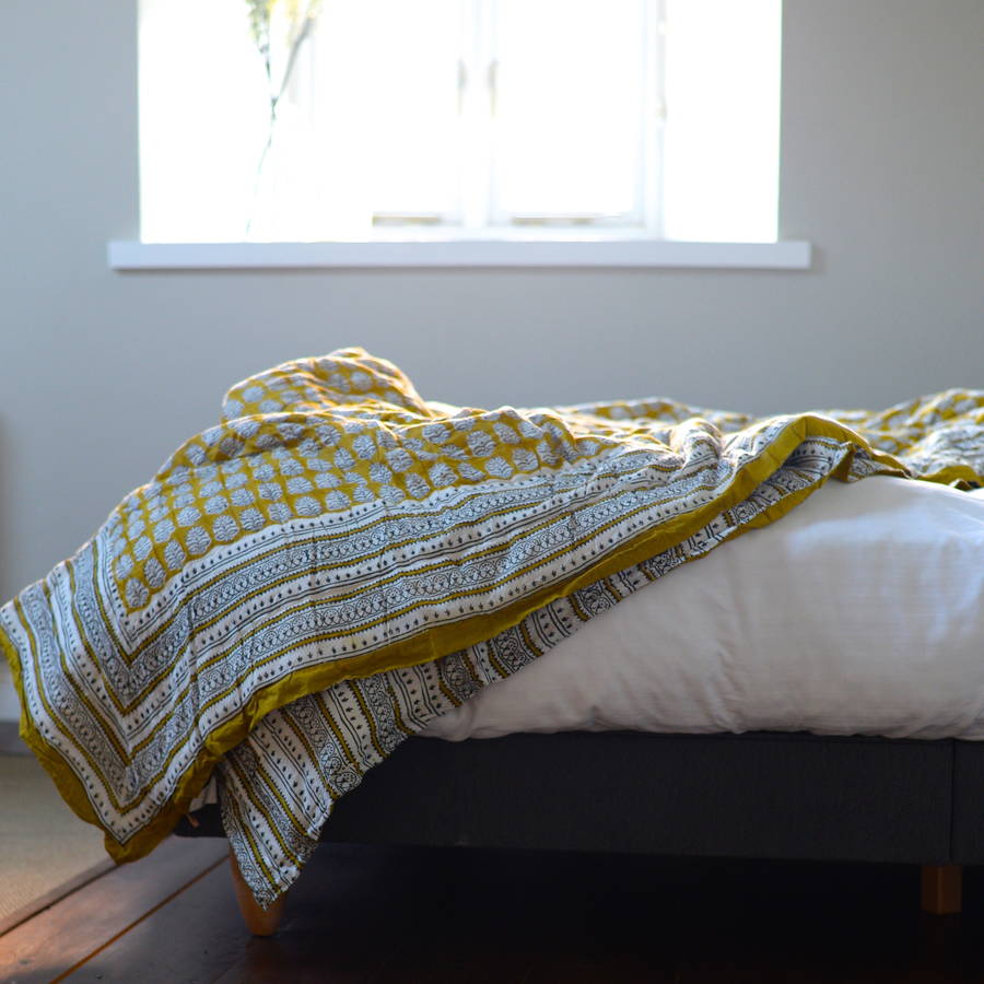 mustard voile cotton quilt by the forest & co