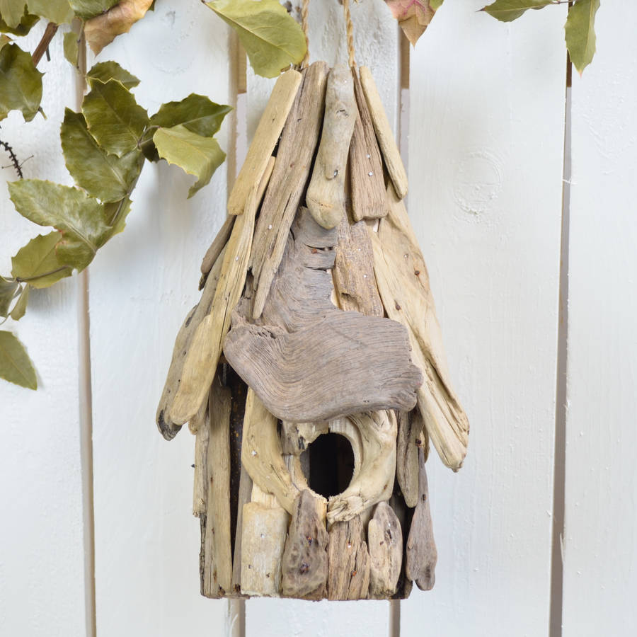 driftwood bird house by the orchard