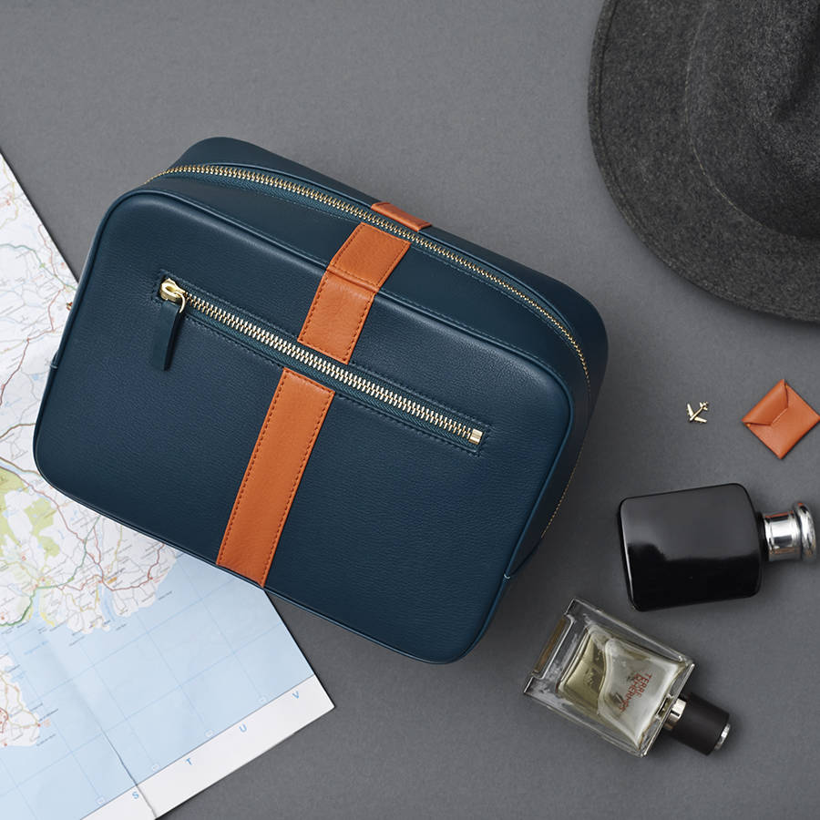 luxury leather men's wash bag by stow