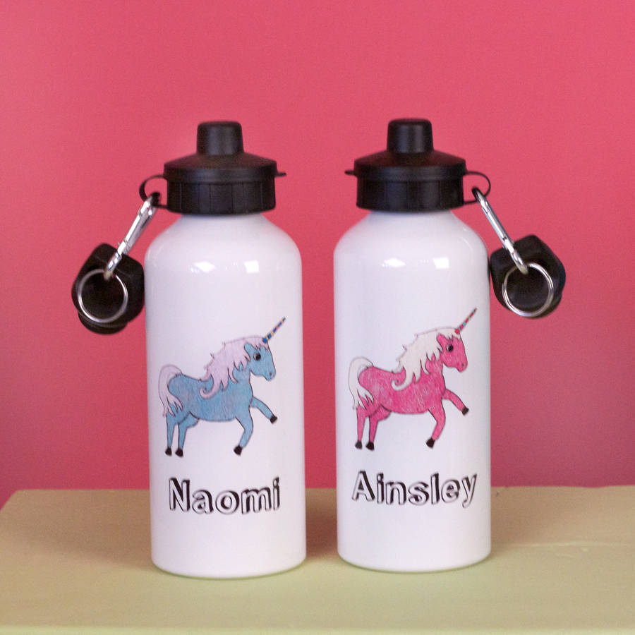 personalised unicorn water bottle by snapdragon