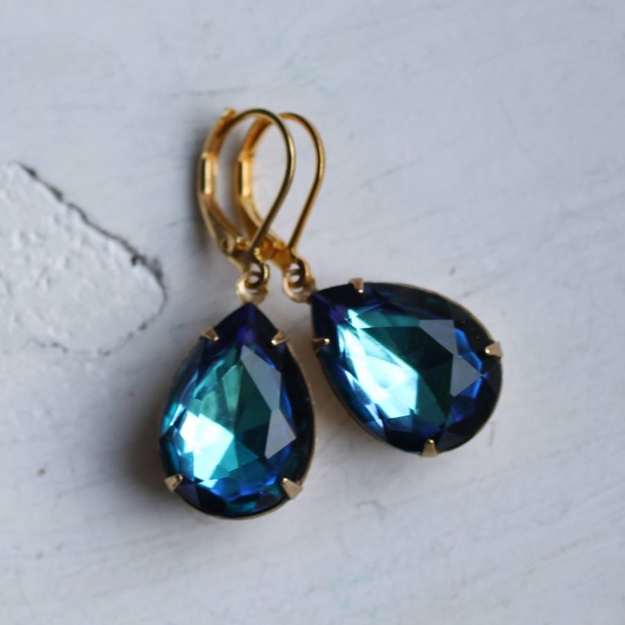 ocean blue vintage earrings by silk purse, sow's ear