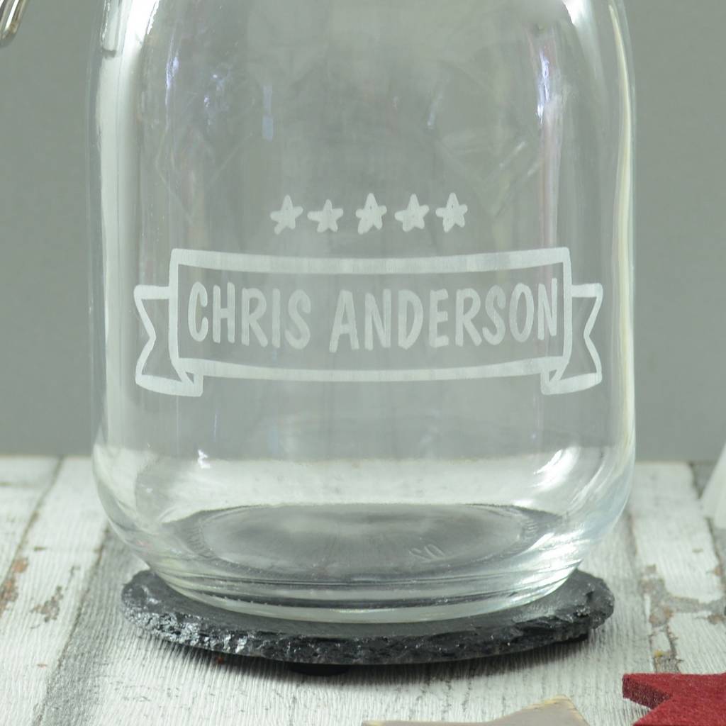 kilner jar personalised for him by chalk and cheese