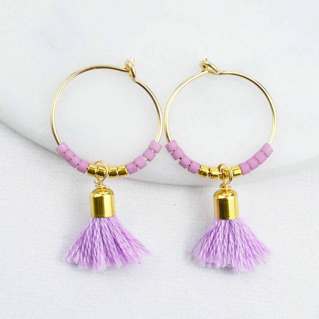 tassel hoop earring by peony love