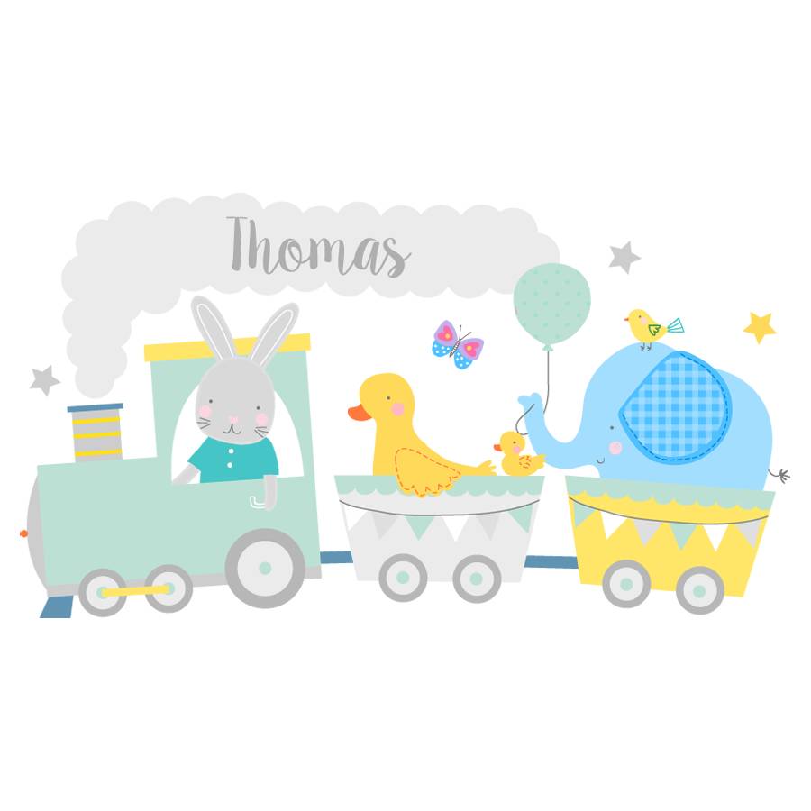 cute animal train fabric wall sticker by littleprints