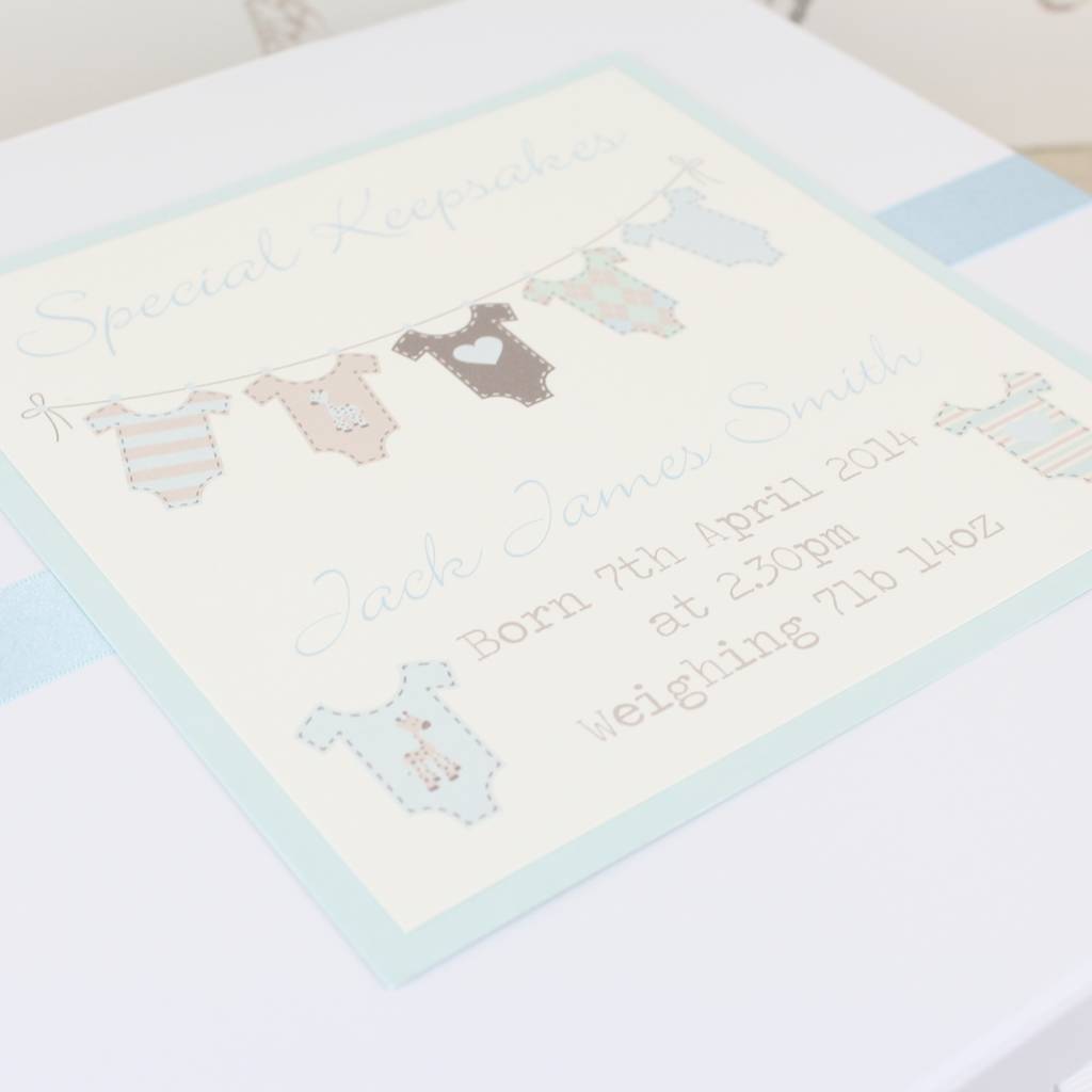 personalised baby grow keepsake box by dreams to reality design ltd