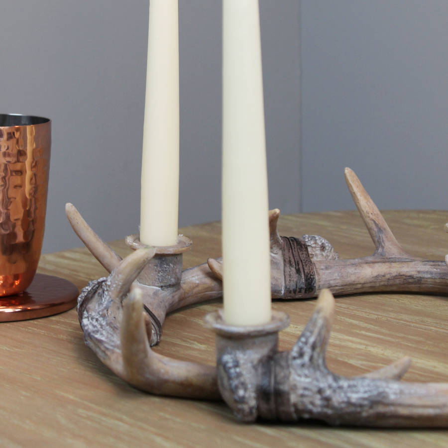 stag antler wreath candle holder by marquis & dawe