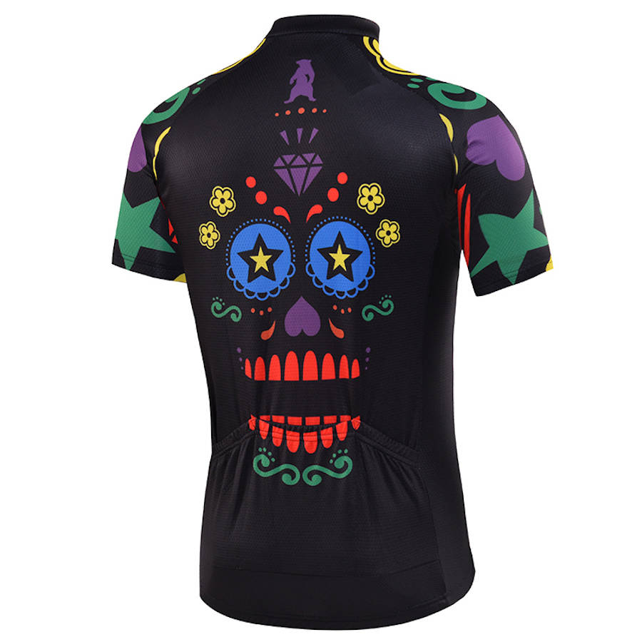 mens multi coloured sugar skull cycle jersey by redbear