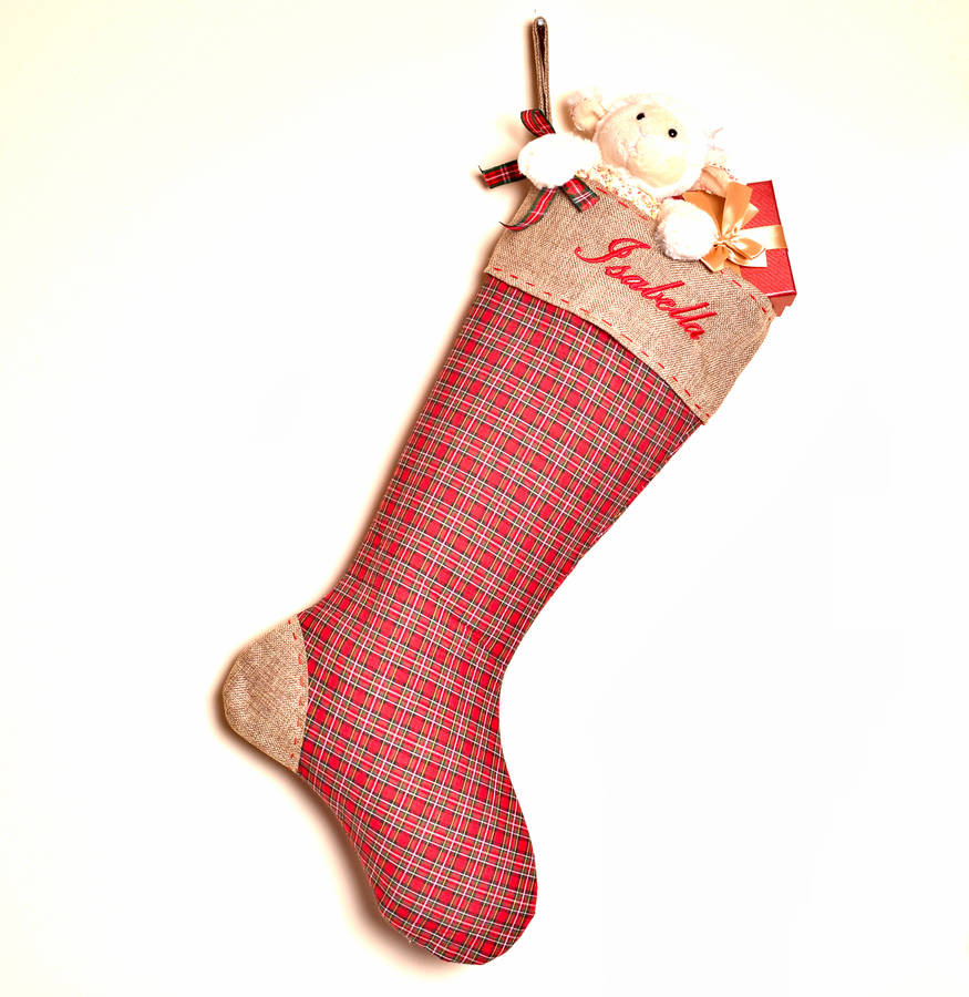 personalised christmas hessian stocking sock by dcaro