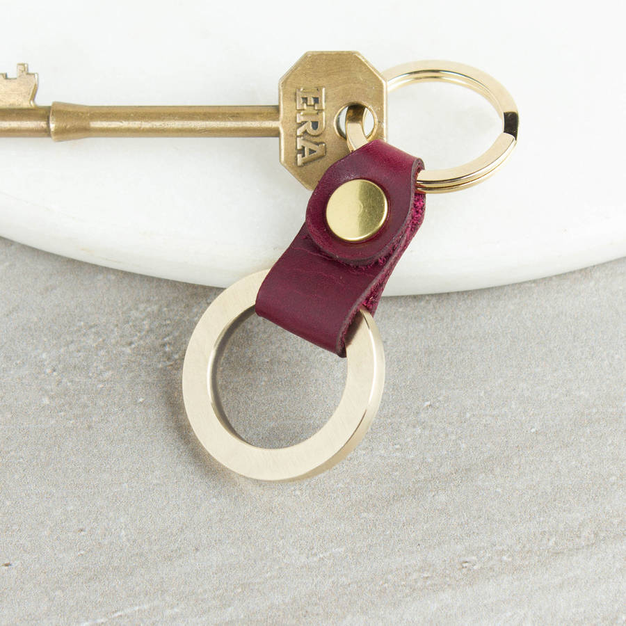 personalised luxury bronze leather keyring by create gift love