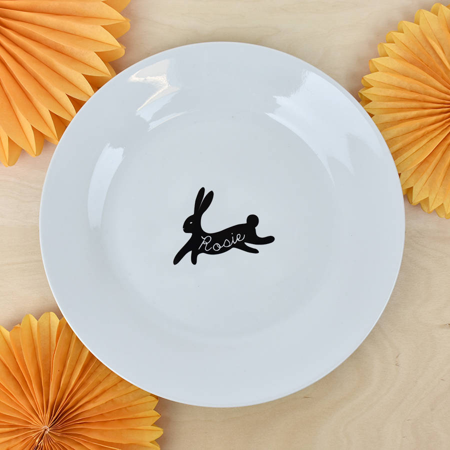 personalised bunny rabbit dinner plate by ellie ellie