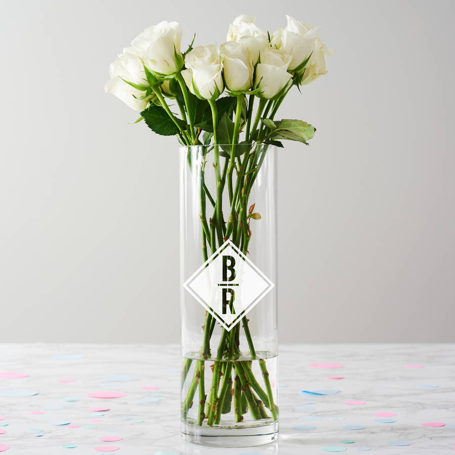 personalised diamond initials monogram vase by becky broome