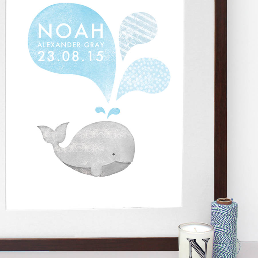 whale baby boy print by stephanie davies