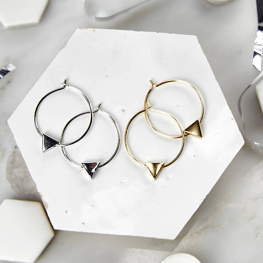 triangle hoop earrings by junk jewels