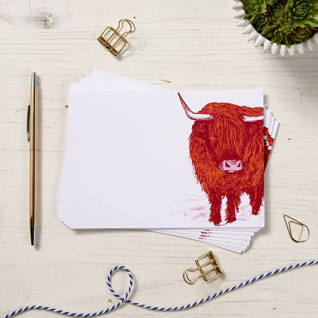 highland cow note cards 10pck by cherith harrison
