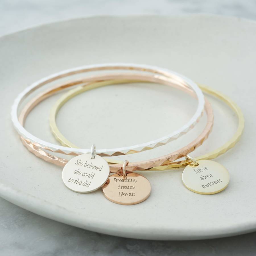personalised life quotes bangle by lily belle