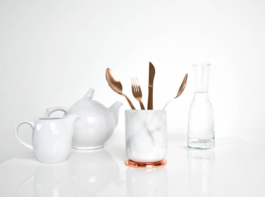 marble jar with copper lid by skandidesign