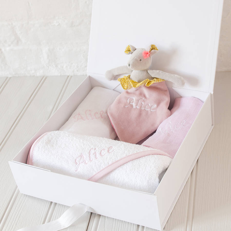 baby's personalised embroidered gift set by home by merci maman