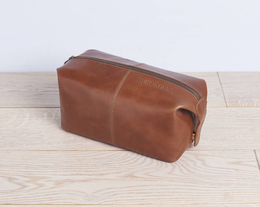 best man leather wash bag by vida vida