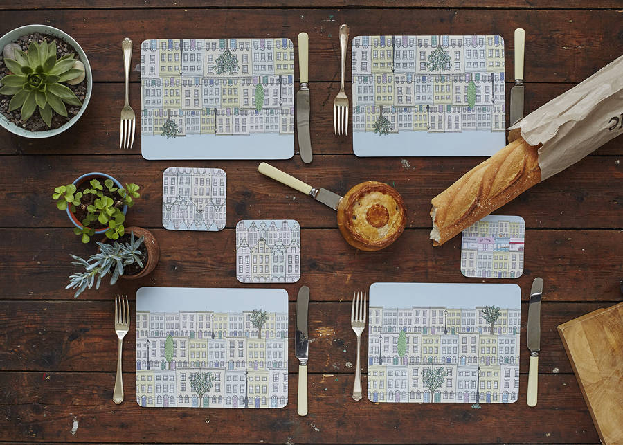pair of large london townhouses placemats by rosa & clara designs