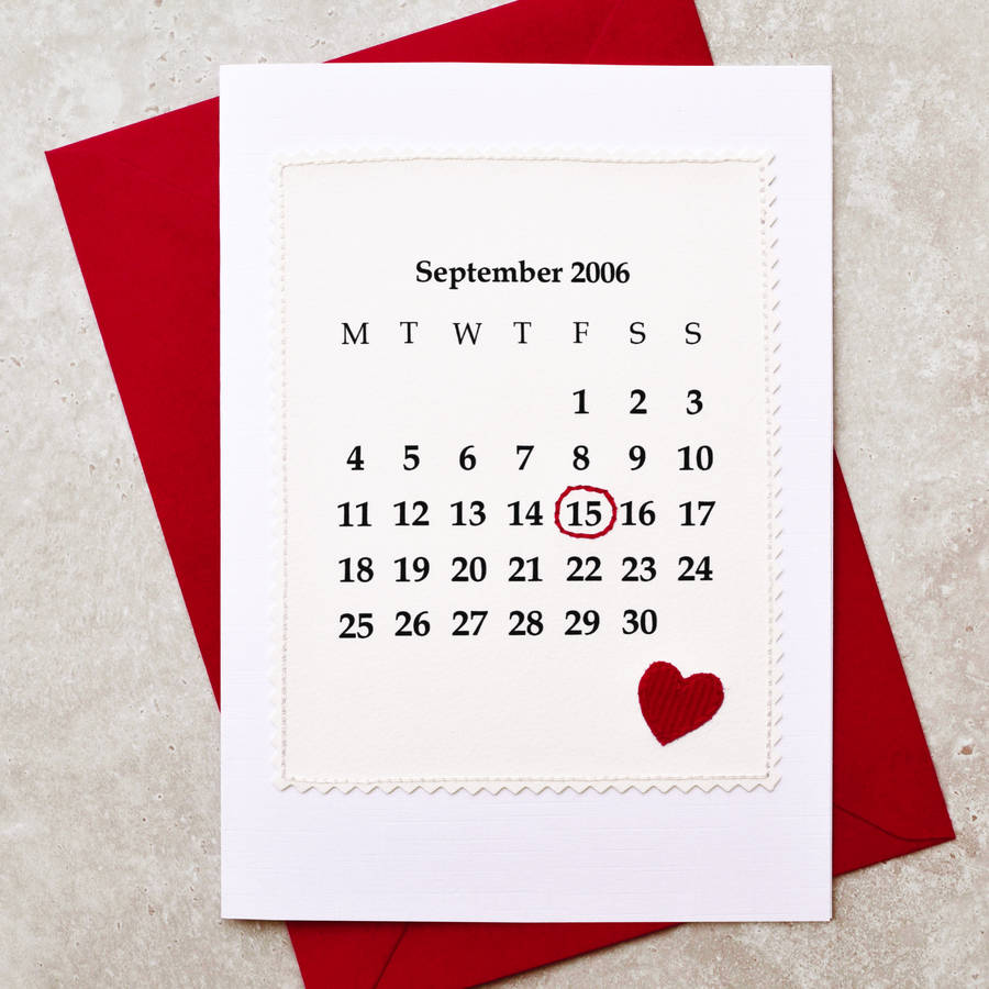 'calendar' personalised date anniversary card by jenny arnott cards