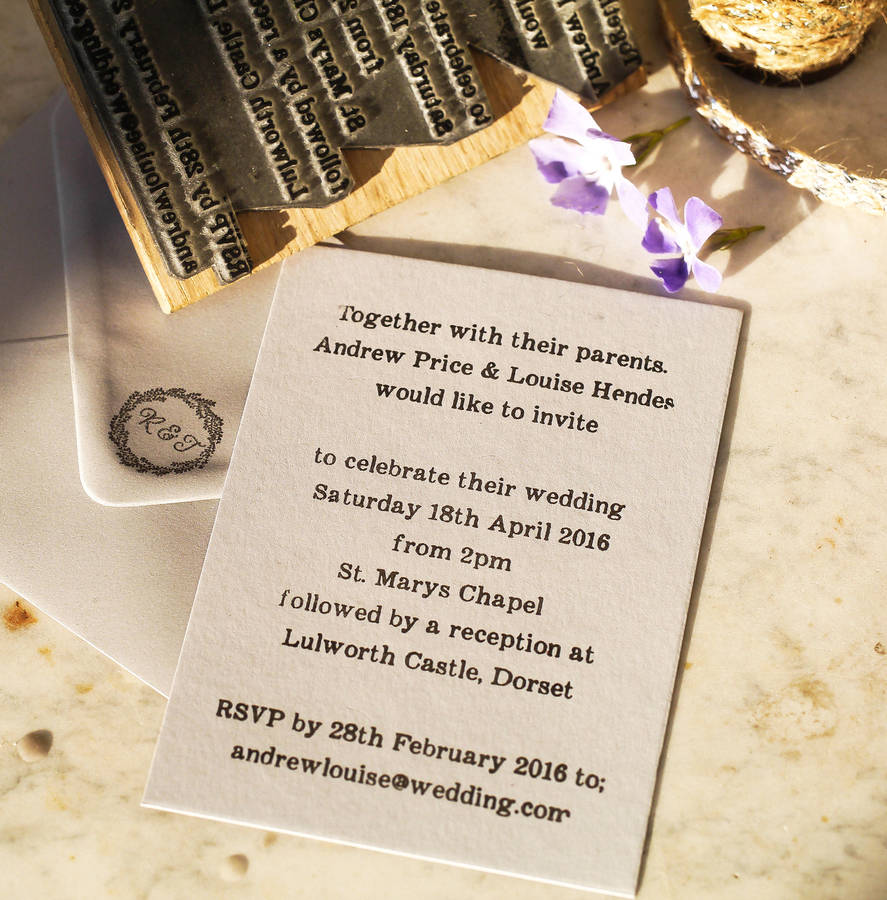 Personalised wedding invitation rubber stamp
