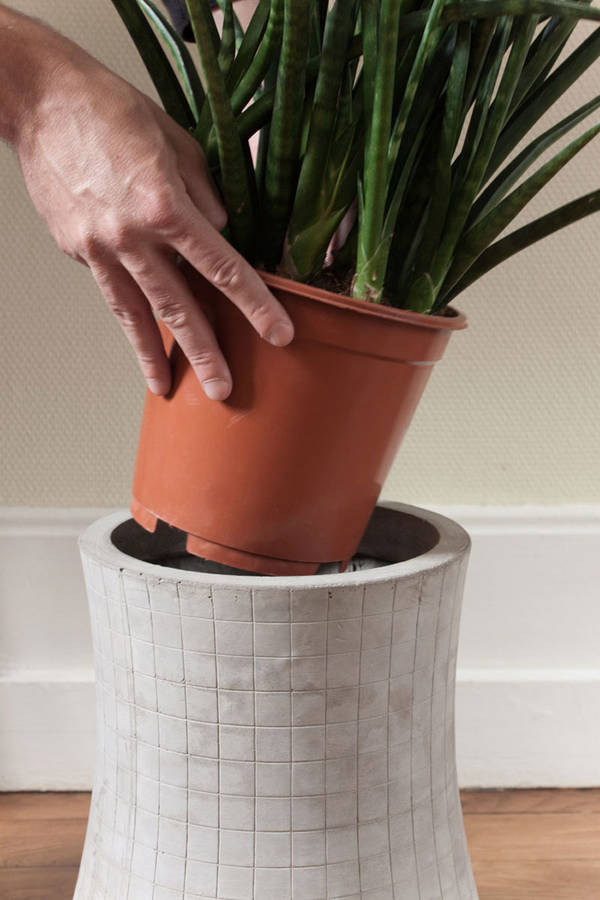 tower concrete flower pot small by lime lace | notonthehighstreet.com