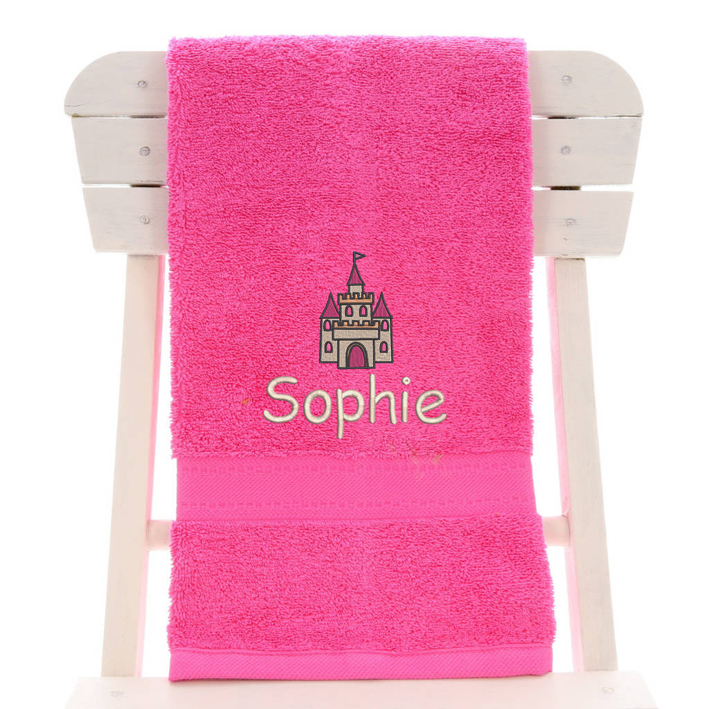 girl's personalised princess castle bath towel by duncan stewart