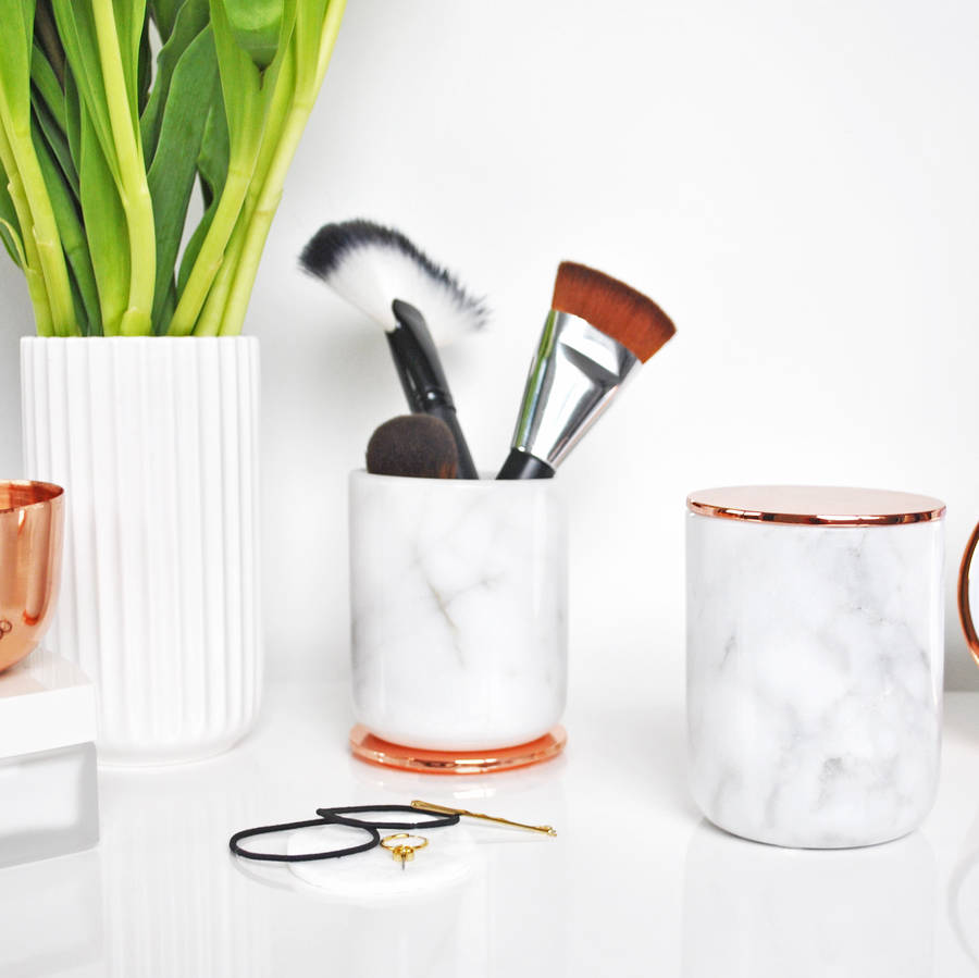 marble jar with copper lid by skandidesign