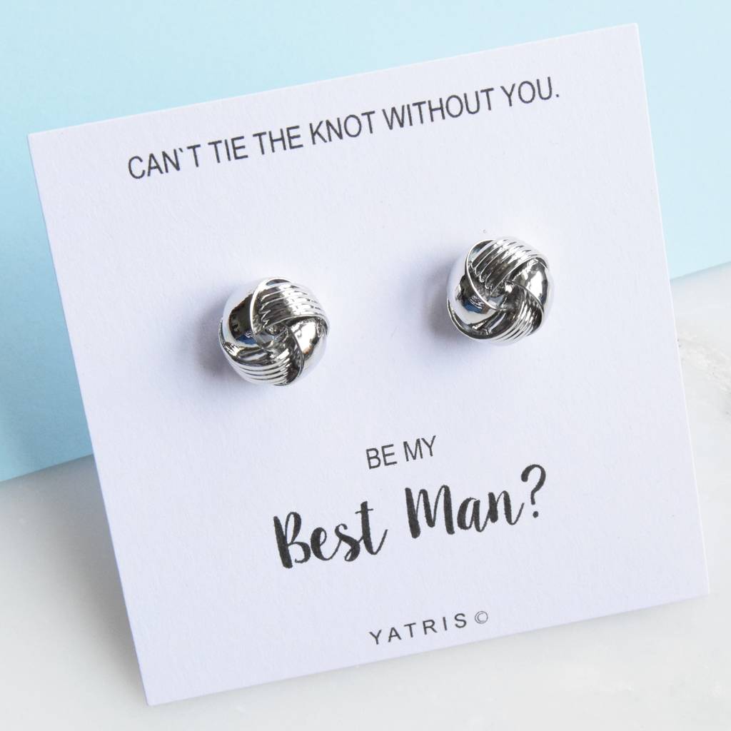 best man or usher silver tie the knot cufflinks by yatris
