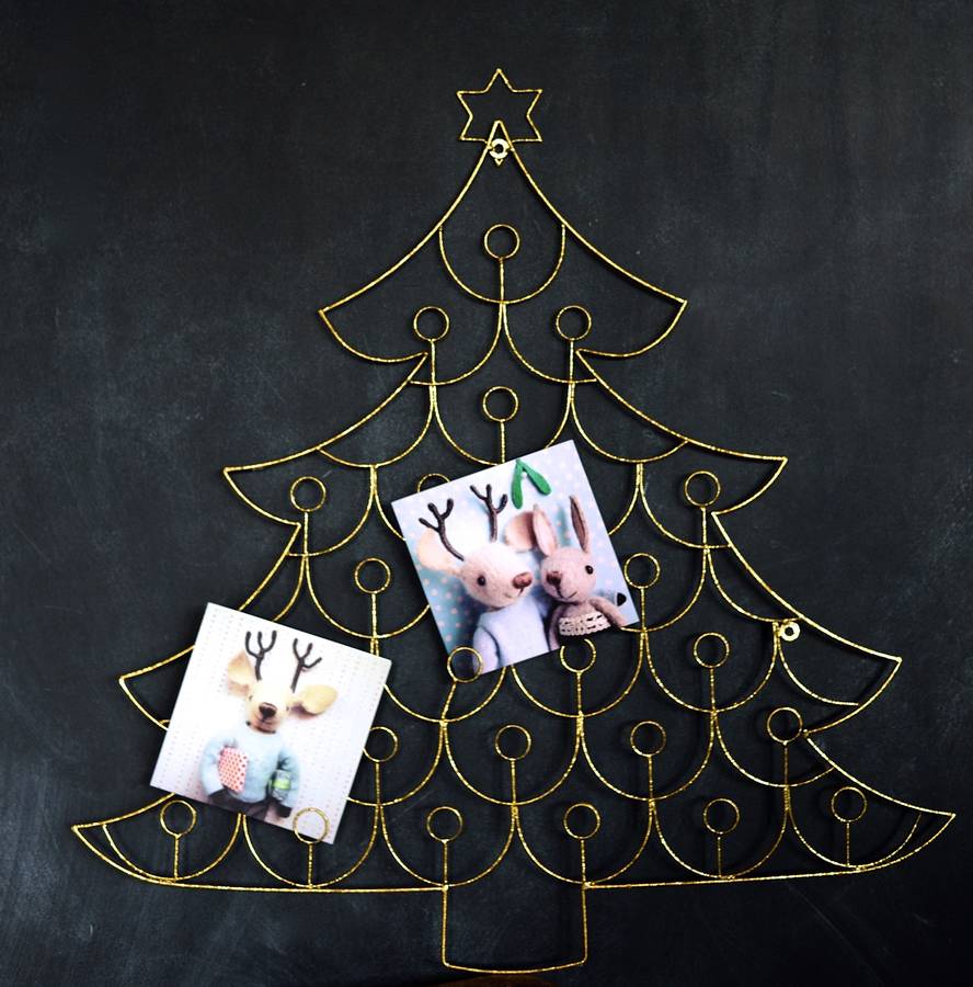 gold christmas tree card holder by the forest & co