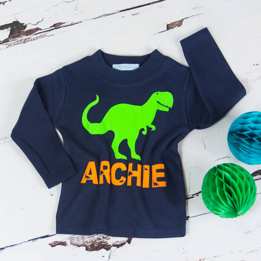 personalised kids dinosaur t shirt by littlechook personalised
