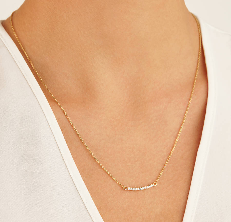 elegant pave set bar necklace by lily & roo