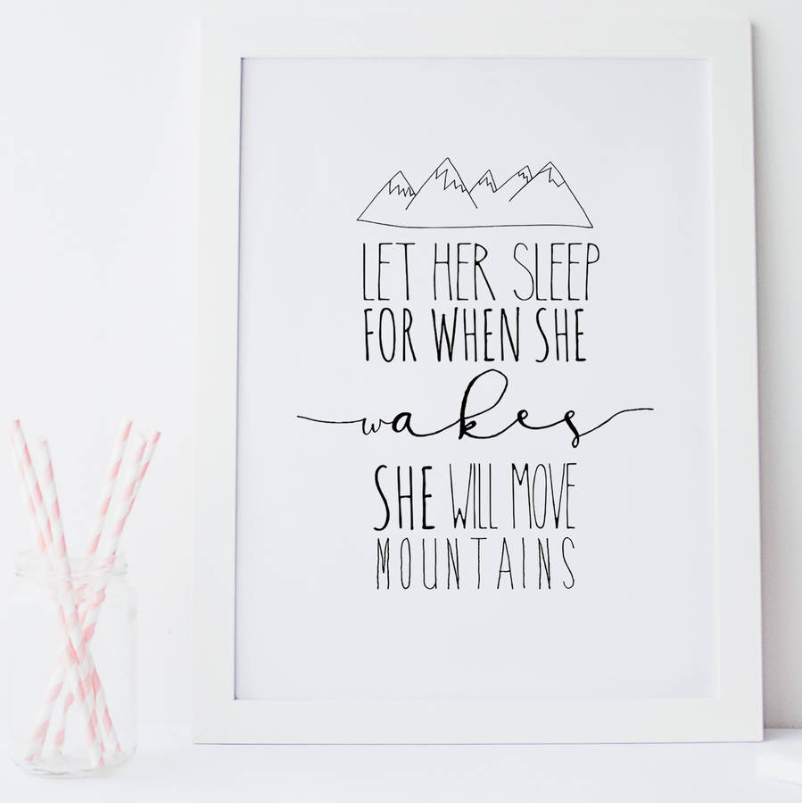 let her sleep typographic nursery wall art by rory &amp; the bean ...