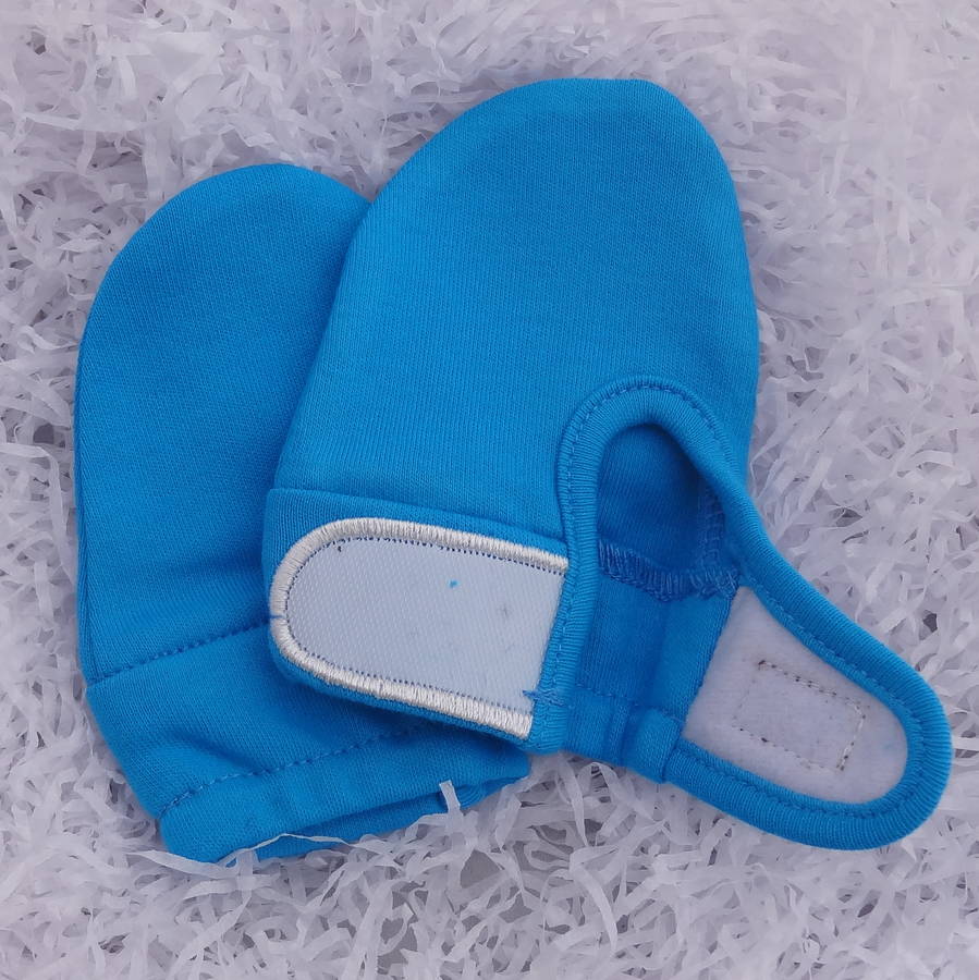 baby boy scratch mittens sky blue by hook & loopy