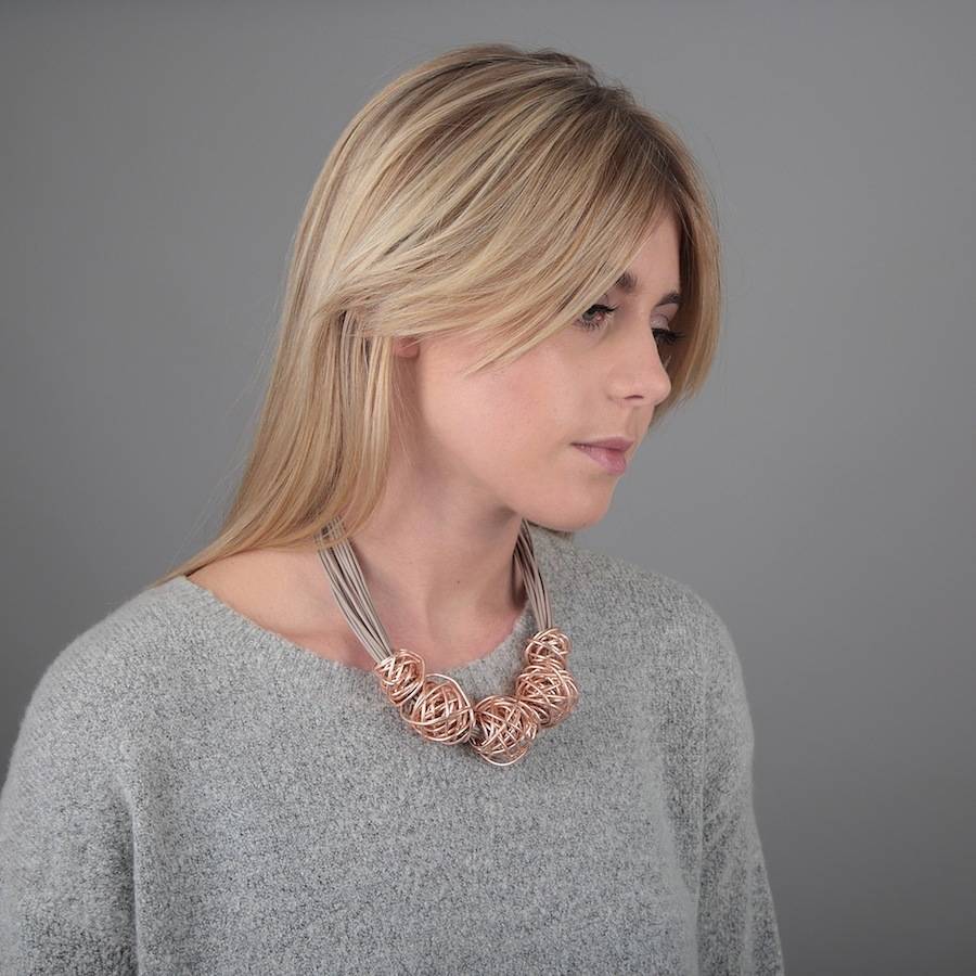 rose gold wire ball necklace by my posh shop