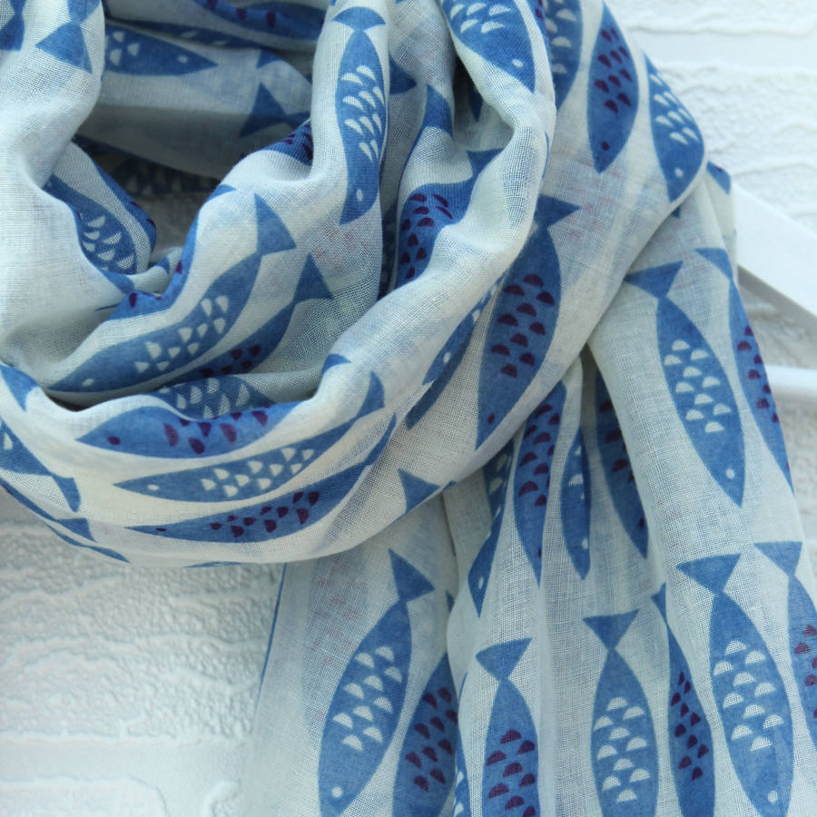 newlyn fish scarf by louise brainwood