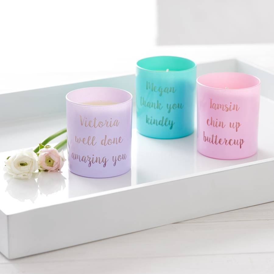 personalised glow through send a message candle by lily belle