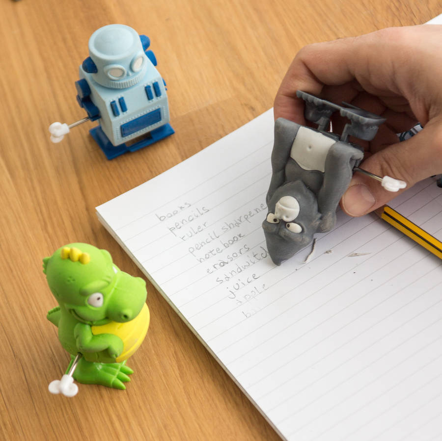 walking clockwork monster erasers by all things brighton beautiful