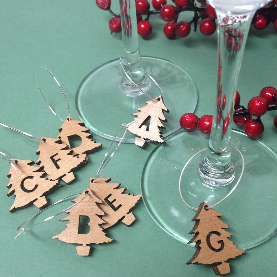 personalised initial letter wine glass charms by hickory dickory