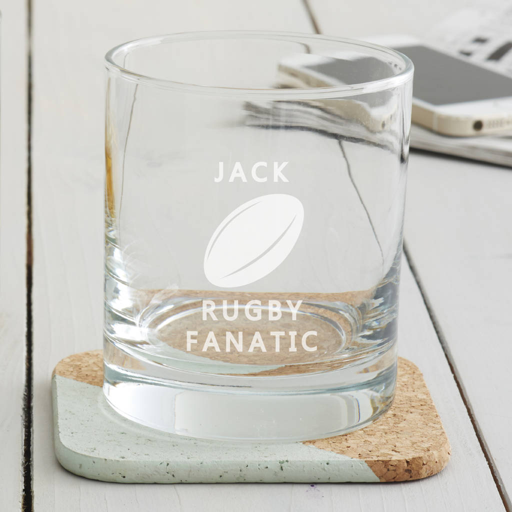 personalised rugby glass by becky broome