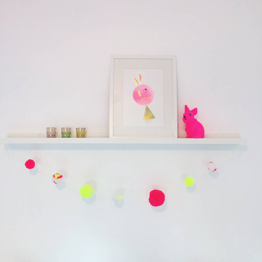 neon pom pom garland by neon pineapple
