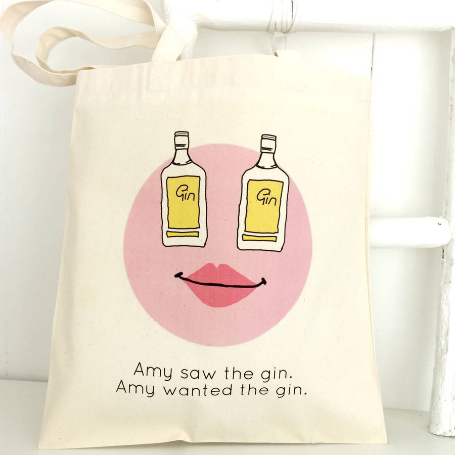'saw the gin' personalised gin emoji bag by kelly connor designs