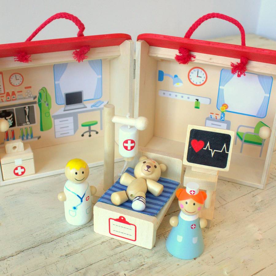 wooden hospital play set by little ella james