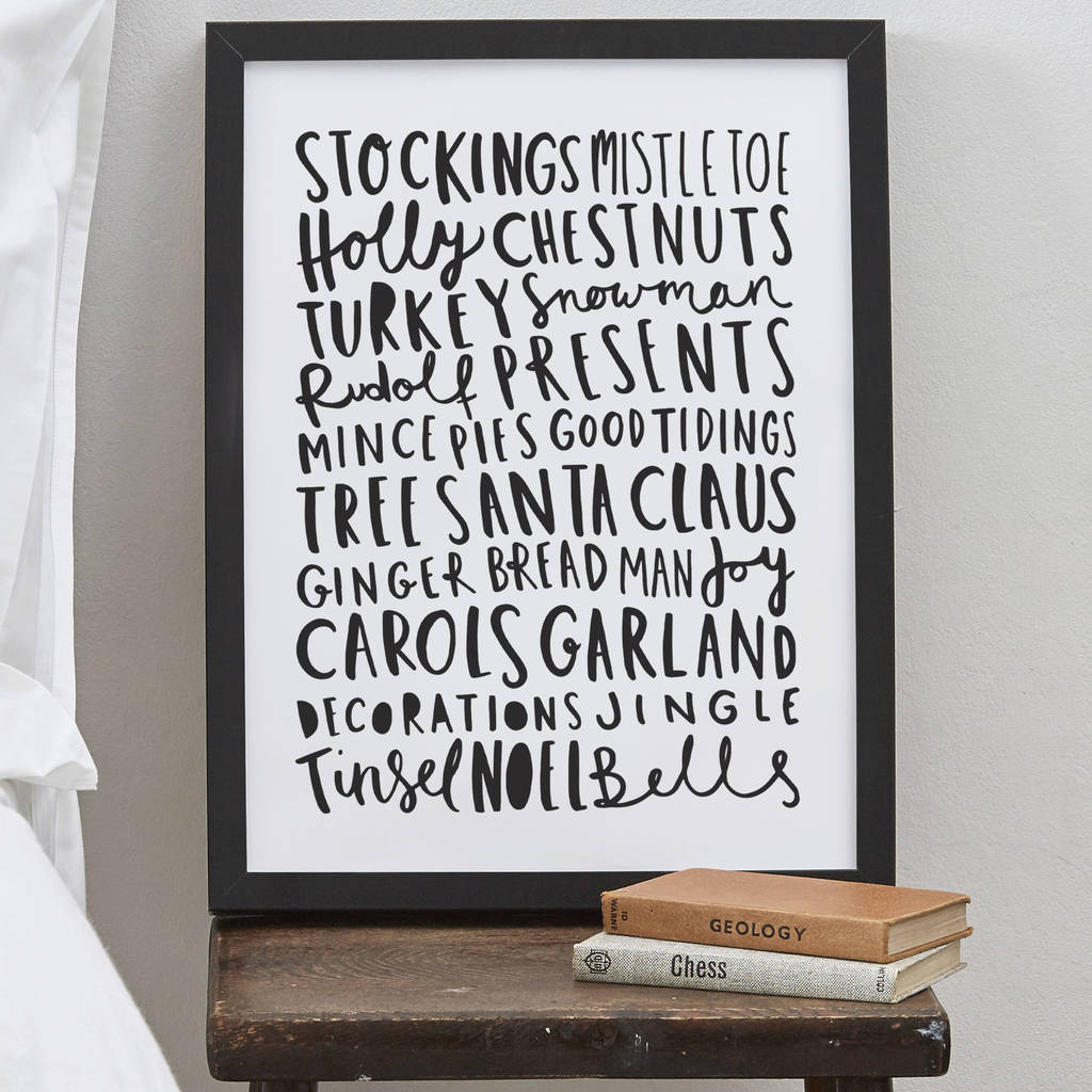 christmas words print by old english company | notonthehighstreet.com