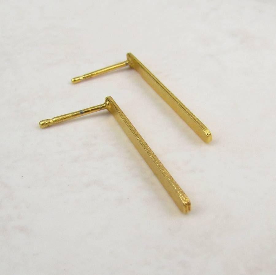 gold bar stud earrings by misskukie