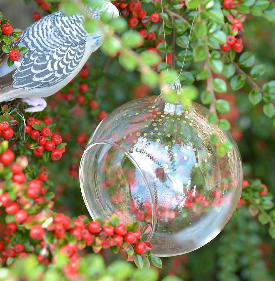 glass bauble bird feeder by thelittleboysroom