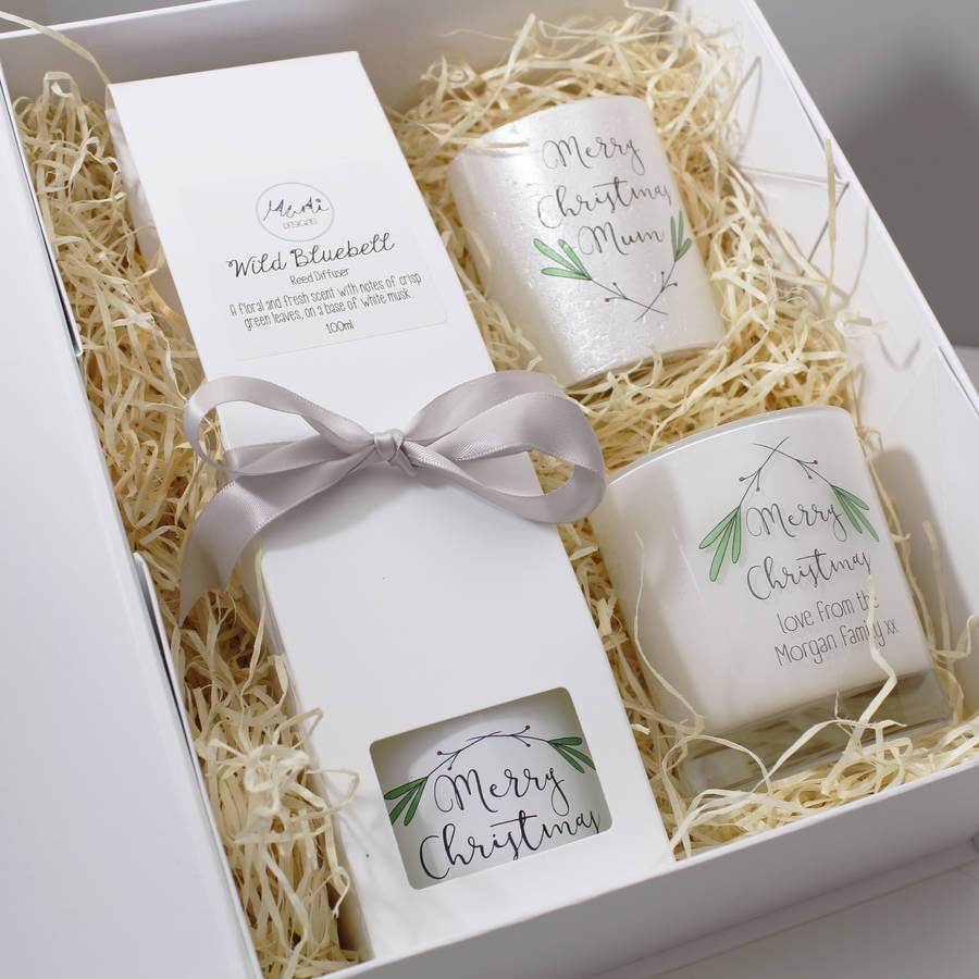christmas reed diffuser and candle gift set by olivia ltd